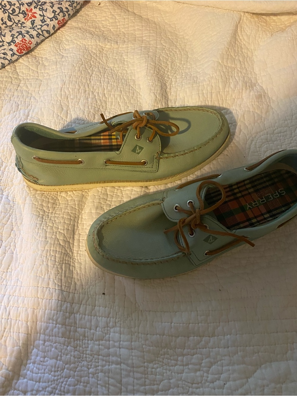 Sperry Men's Mint Green Leather Boat Shoes
